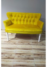 Resim Azra Mobilya Siyah Beyaz Çizgi Desenli Çay Seti Koltuk Takımı Oturma Grubu Sarı 