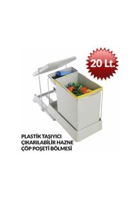 Resim Raylı Dolap Içi Çöp Kovası Beyaz 20 1 Lt Sürgülü Çöp Kovası 6242002444626 Gri 
