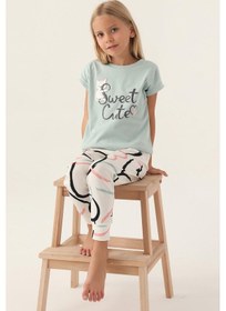 Resim Roly Poly 3399 Garson Sweet Kız Çocuk Pijama Takımı Su Yeşili 