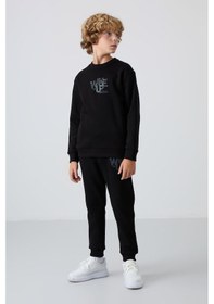 Resim Tommylife Tommy Life Siyah Pamuklu Kalın İçi Tüylü Yumuşak Dokulu Standart Fit Baskılı Erkek Çocuk Eşofman Takım - 11253 Siyah 