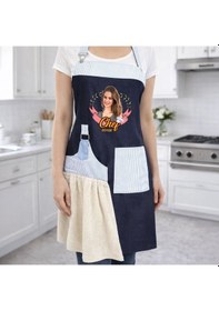 Resim Bk Gift Kişiye Özel Fotoğraflı Pamuk Denim Havlu Detaylı Mutfak Önlüğü -1, Anneye Hediye, Anneler Günü Hediyesi Kobitmeyencom36582 Bk Gift Renkli 