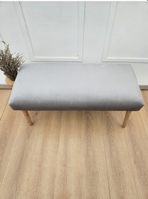 Resim Açık Gri Dikdörtgen Puf, Kapı Önü Pufu, Ayak Ucu Pufu, Dekoratif 