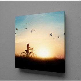 Resim Bisiklet Süren Kız Kanvas Tablo 