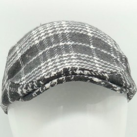 Resim Hoppe Kışlık Kaşe Siyah-beyaz Ekoseli Çizgili Desenli London Spor Lüks Kasket 