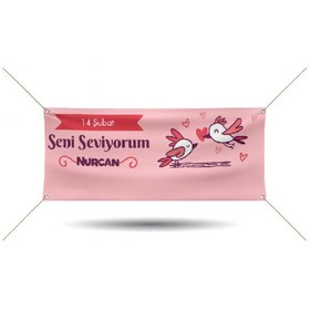 Resim Tabela Lobisi Baskılı Branda - Seni Seviyorum – Özel Günler İçin Dekoratif Afiş - Pankart - Dilital Baskı 