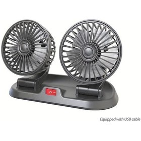 Resim Willowhaven 1 Adet Çift Başlı Dönebilir Araç İçi Vantilatörü Yüksek Hızlı Sesiz Klima 