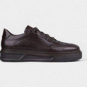 Resim Mevsimlik Hakiki Deri Kahverengi Bağcıklı Erkek Spor Ayakkabı - Kahverengi 