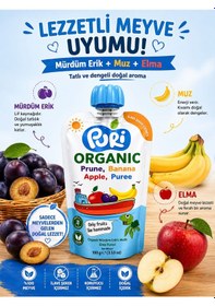 Resim Organic %100 Organik Meyve Püresi Mürdüm Erik Muz Elma 100 G İlave Şekersiz 
