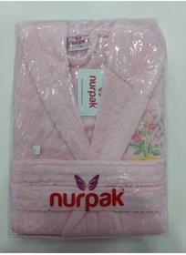 Resim Nurpak Kadife Jakarlı Çocuk Bornozu Pembe 