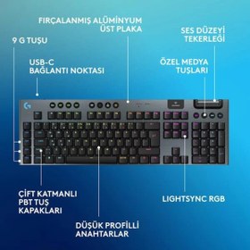 Resim Logitech G915 x Düşük Profilli Rgb Aydınlatmalı Gl Brown Pc/mac Için Kablolu Ingilizce Q Mekanik Oyun Klavyesi, Siyah 