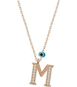 Resim Gumush Gümüş Nazar Rose M Harfi Kadın Kolye 