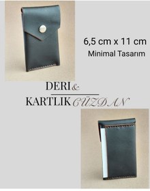 Resim Luna Luster Hakiki Deri Minimalist Avuçiçi Tasarım Erkek Kartlık & Cüzdan Zarif Ve Fonksiyonel Siyah 