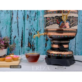 Resim Eriza 6 Litre 220V Elektrikli Işlemeli Bakır Semaver 