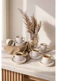 Resim Keramika Straw Stackable Çay Takımı 12 Parça 6 Kişilik Krem 