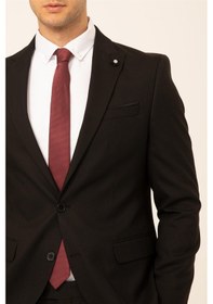 Resim Süvari Siyah Slim Fit Düz Sivri Yaka 6 Drop Klasik Takım Elbise 