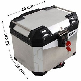 Resim GP Kompozit Universal 37 L Alüminyum Motosiklet Çantası Gri 