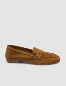 Resim Cabani Silaren %100 Hakiki Deri Taba Süet Kadın Loafer 