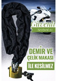 Resim Grade80 G80 13 Mm Çelik Kesilmez Motosiklet Zincir Kilit Yale Kayar Milli Kilit 1.20 Metre Güvenli Motor Kilidi 