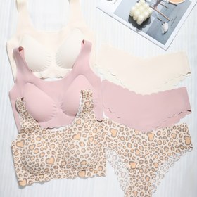 Resim 3'lü Set - Kadın Sütyen ve İç Çamaşırı Takımı, Şahin Deseni Ve Düz Süt Beyaz/Pembe Renkler, Rahat Nefes Alabilirlik Hızlı Kuruyan Buzlu Ipeksiz V-şekilli Fan-Kesi Soğutucu Yoga Spor Ýüplük ýaşlyk, Íçki we sutyun takymlary, Ýokarlandyryjy ýöriteleme üstünlikli kadyňlar ikinji görnüşli ýumuşak astarlı ýassylgyndyrma yapylan aktiw geýmek esasy zerur eginimleri ýekeje dizayn hili ugurlukdan ahyrlanyp taýlanandygyna degişmezligine garanti edilendir 