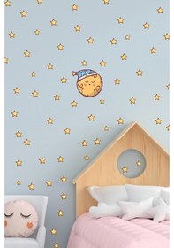 Resim Uyuyan Sevimli Ay Ve Yıldızlar Çocuk Odası Duvar Sticker Seti (485688876) 