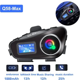 Resim Q58 Max Dijitool Kablosuz Motosiklet Kaskı Interkom Çift Sürücü Iletişimi 500M Stereo Mp3 Fm Radyo 