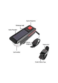Resim Mercansa Enerjili Usb İle Şarj Edilebilir Ledli Bisiklet Feneri Kornalı Ve Su Geçirmez Far Çok Renkli 