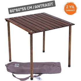 Resim Bag The Joy 60x60x55 CM Ahşap Katlanır Rulo Antrasit Kamp ve Piknik Masası 