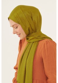 Resim Mirsoy Scarf Halka Desen Parlak Jakar Şal - Yağ Yeşili Yağ Yeşili 
