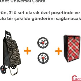 Resim PremiumPort Pratik Pazar Arabası Seti: 3'lü, Yedek Çanta ve Tekeri ile Konfor 