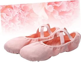 Resim SHOWERORO Yetişkinler İçin Bale Dans Ayakkabıları Nefes Alabilen Bale Ayakkabıları Çapraz Elastik Bant Rahat Tabanlı Pratik Yoga Jimnastiği İçin 