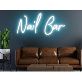 Resim Nail Bar Yazılı Neon Tabela Turkuaz 