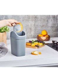 Resim Döner Kapaklı Mini Çöp Kovası 2.5 Lt - Gri Renkli 