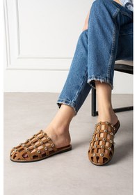 Resim Shoetek Livya Kadın Terlik Pimli Taba Süet 