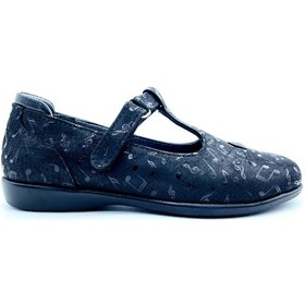 Resim Kedi Motifli Klasik Okul Ayakkabısı Siyah Desen Siyah 