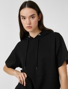 Resim Kapüşonlu Sweatshirt Kısa Kollu Relax Fit 
