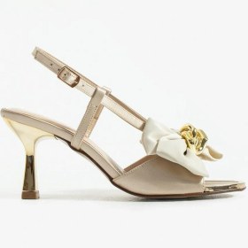 Resim Kadın Fiyonk Detaylı Topuklu Sandalet Varen - Altın Altın 