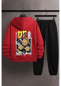 Resim Uyguntarz Unisex Tokoyaki Baskılı Eşofman Takımı Kırmızı 