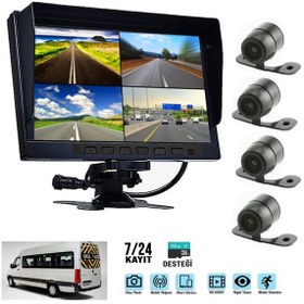 Resim 7'' Dvr Araç Monitör Set 4 Kameralı Sd Kayıt'lı Full Hd Rose Mr-08 