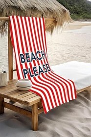 Resim Dijital Baskı Plaj Deniz Havlusu Beach Please Desenli Peştamal HVL0200 
