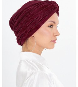 Resim Hürrem Bone Bordo Çapraz Büzgülü Tesettür Bone Fukuro Piliseli 2512 16 Bordo 