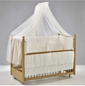 Resim Meltem Kids Mondo Sallanır Ahşap Anne Yanı Beşik 60 x 120 CM Naturel Ekru 
