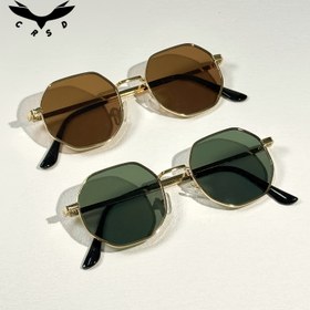 Resim 2 Adet Metal Çokgen Yuvarlak Çerçeveli Kadın Moda Klasik-Siyah, Çay İki Bir Arada Set Günlük Kullanıma Uygun Şık Dekoratif Gözlük 