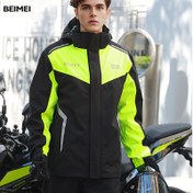 Resim BM Erkek Yağmurluk ve Pantolon Takımı, Motosiklet Sürüş Ekipmanı, Su Geçirmez Dış Mekan Nefes Alabilir Yüksek Performanslı Dayanıklı Yağmurluk Spor, Yürüyüş, Seyahat B036 Siyah ile Yeşil 