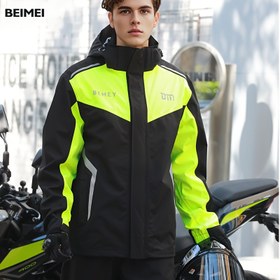 Resim BM Erkek Yağmurluk ve Pantolon Takımı, Motosiklet Sürüş Ekipmanı, Su Geçirmez Dış Mekan Nefes Alabilir Yüksek Performanslı Dayanıklı Yağmurluk Spor, Yürüyüş, Seyahat B036 Siyah ile Yeşil 