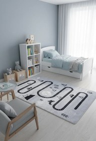 Resim Gri Yol Haritası Desenli Çocuk Oyun Halısı - 80x400cm 