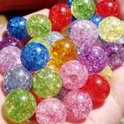 Resim 500 adet 8mm Akrilik Şeffaf Çatlak Patlama Yuvarlak Boncuk - DIY El Yapımı Renkli Kırık Taş Buz Patlaması Popcorn Boncuklar Takı Yapımı için 