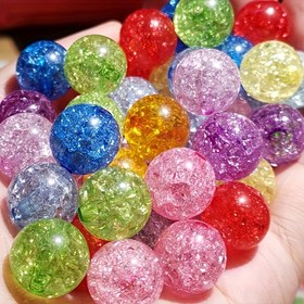 Resim 500 adet 8mm Akrilik Şeffaf Çatlak Patlama Yuvarlak Boncuk - DIY El Yapımı Renkli Kırık Taş Buz Patlaması Popcorn Boncuklar Takı Yapımı için 