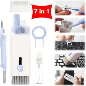 Resim Mavi Renk 7 In 1 Çok Fonksiyonlu Bilgisayar Laptop Klavye Telefon Kulaklık Airpod Temizleyici Kit 