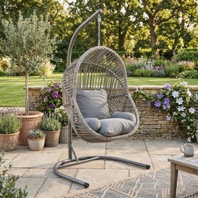 Resim Rehome Kapadokya Tek Kişilik Rattan Bahçe Salıncağı | Gri 