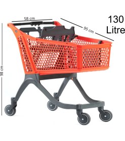 Resim Marketix Kartal Plastik Market Alışveriş Arabası 130 Litre Turuncu 